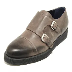 2065G scarpa antracite UNO 8 UNO 181 calzatura doppia fibbia uomo shoes men