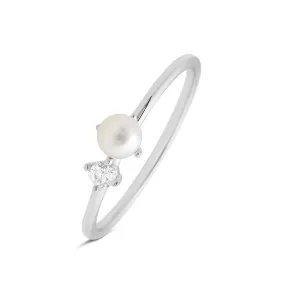 Anello Fantasia Gabrielle Oro Bianco 375/1000 Perla D'Acqua Dolce Bianco Cubic Zirconia Bianco 1428209