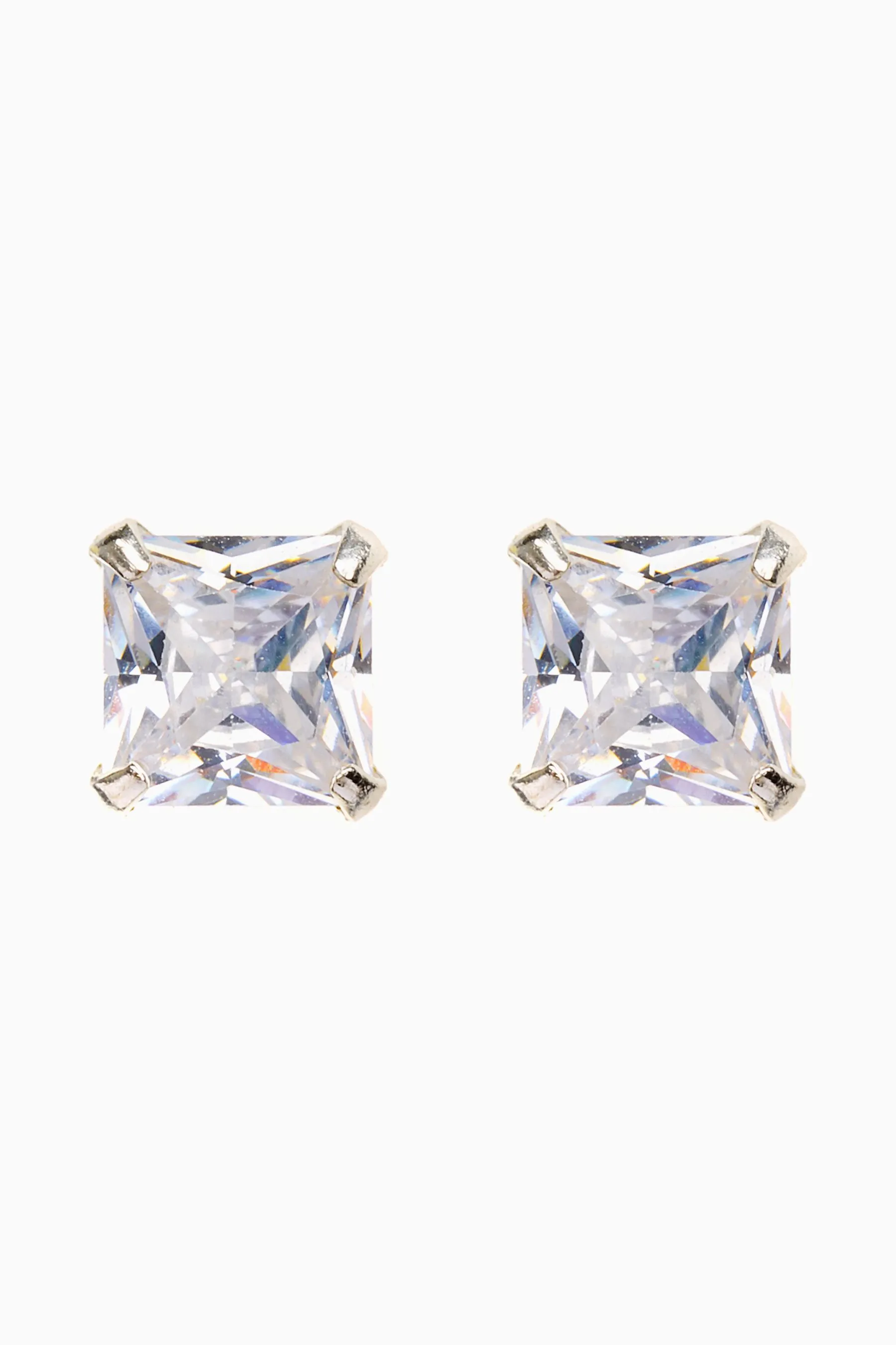 Argento sterling  - Orecchini a bottone con zirconia cubica