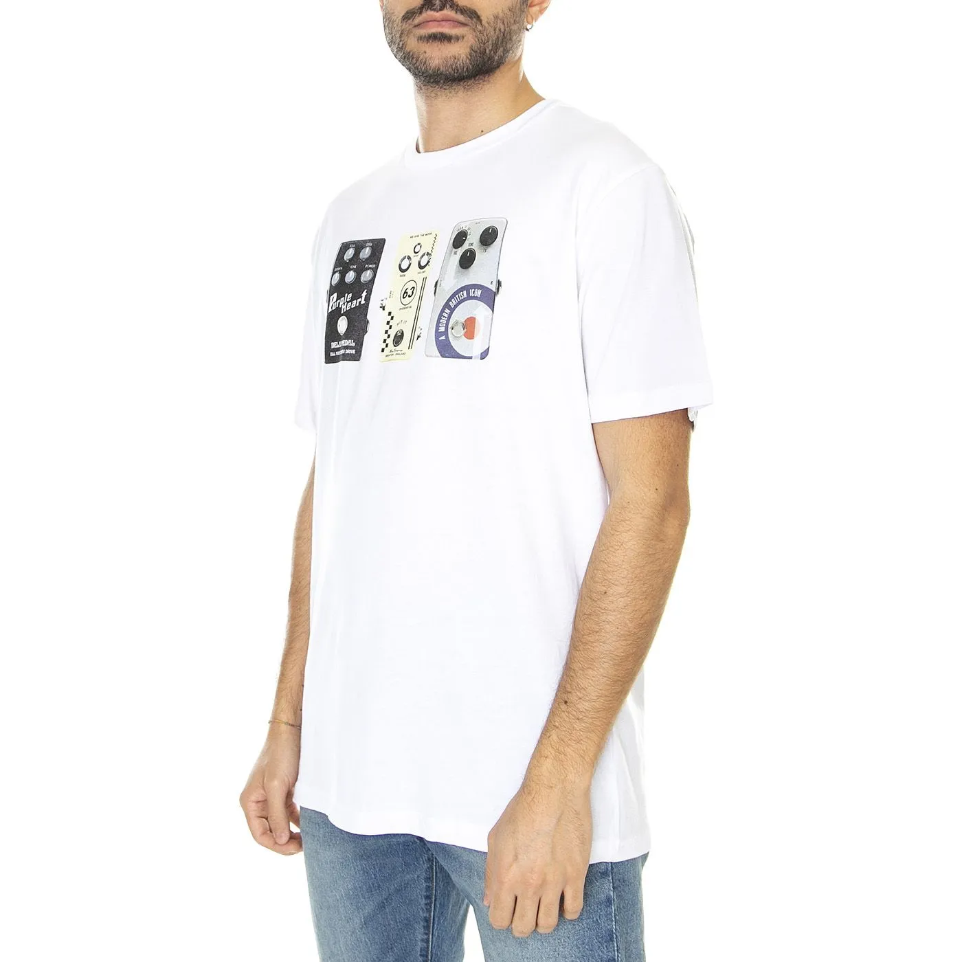 Ben Sherman Guitar Pedal Tee White - Maglietta Girocollo Uomo Bianca    