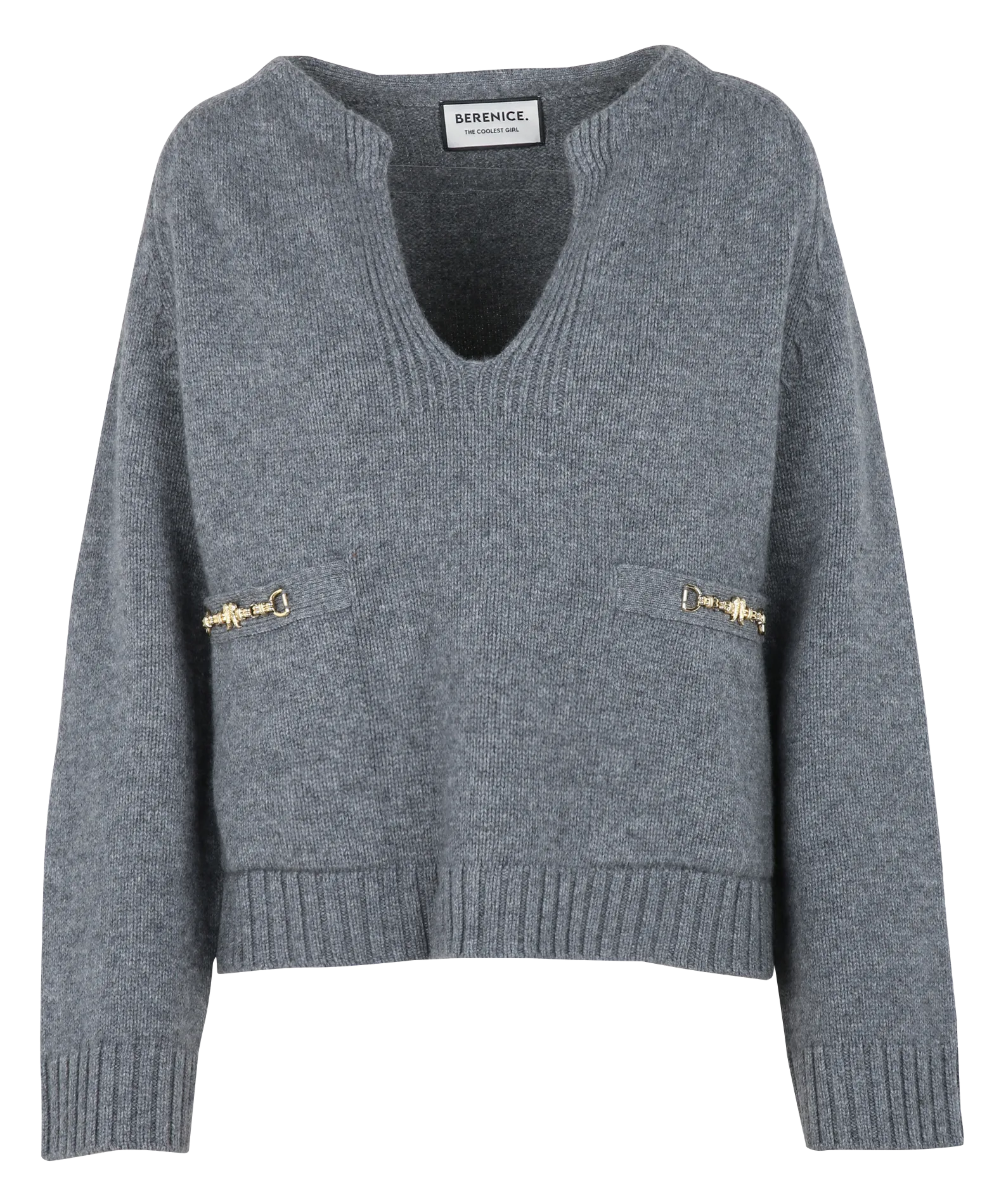  BERENICE   ARIELLE - Maglione oversize con dettagli a catena in lana | Nero