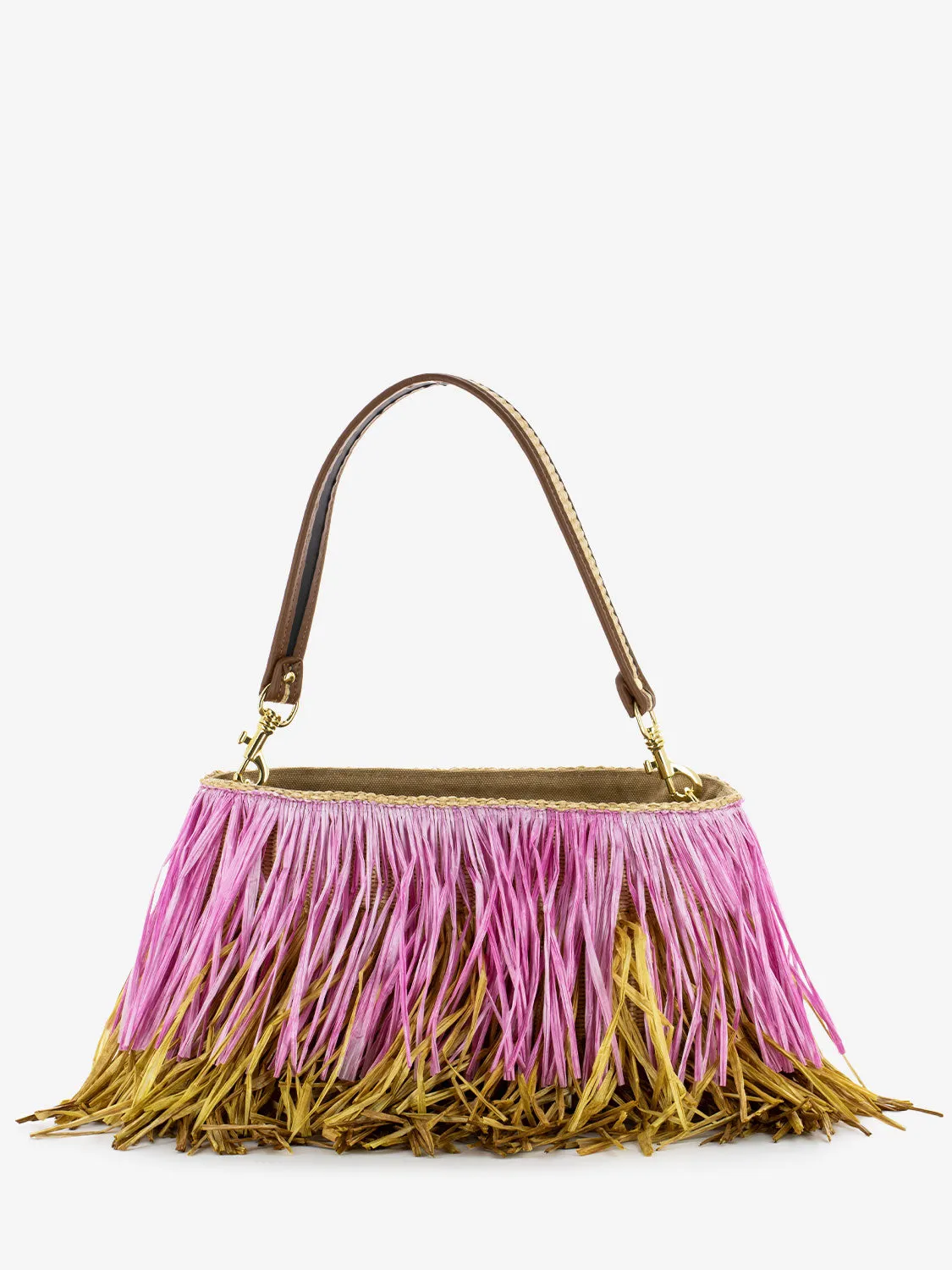 Borsa con frange Jasmine rosa / naturale