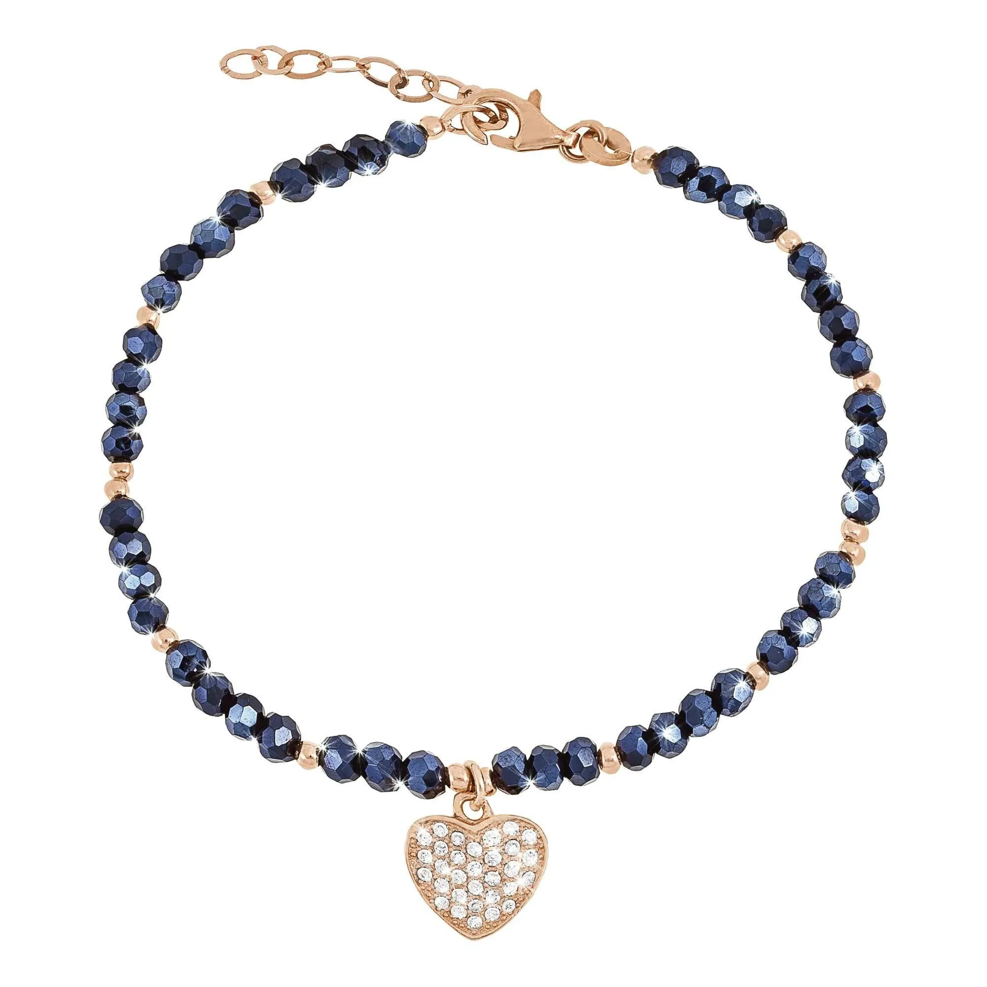 Bracciale cuore in argento zirconi e cristalli