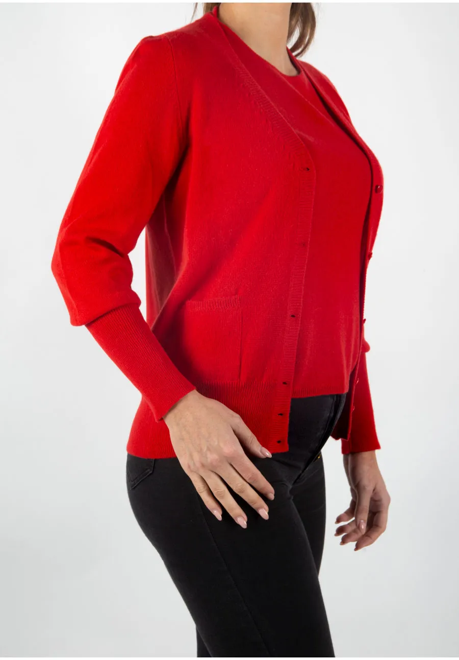 Cardigan Sottile con Bottoni e Tasche