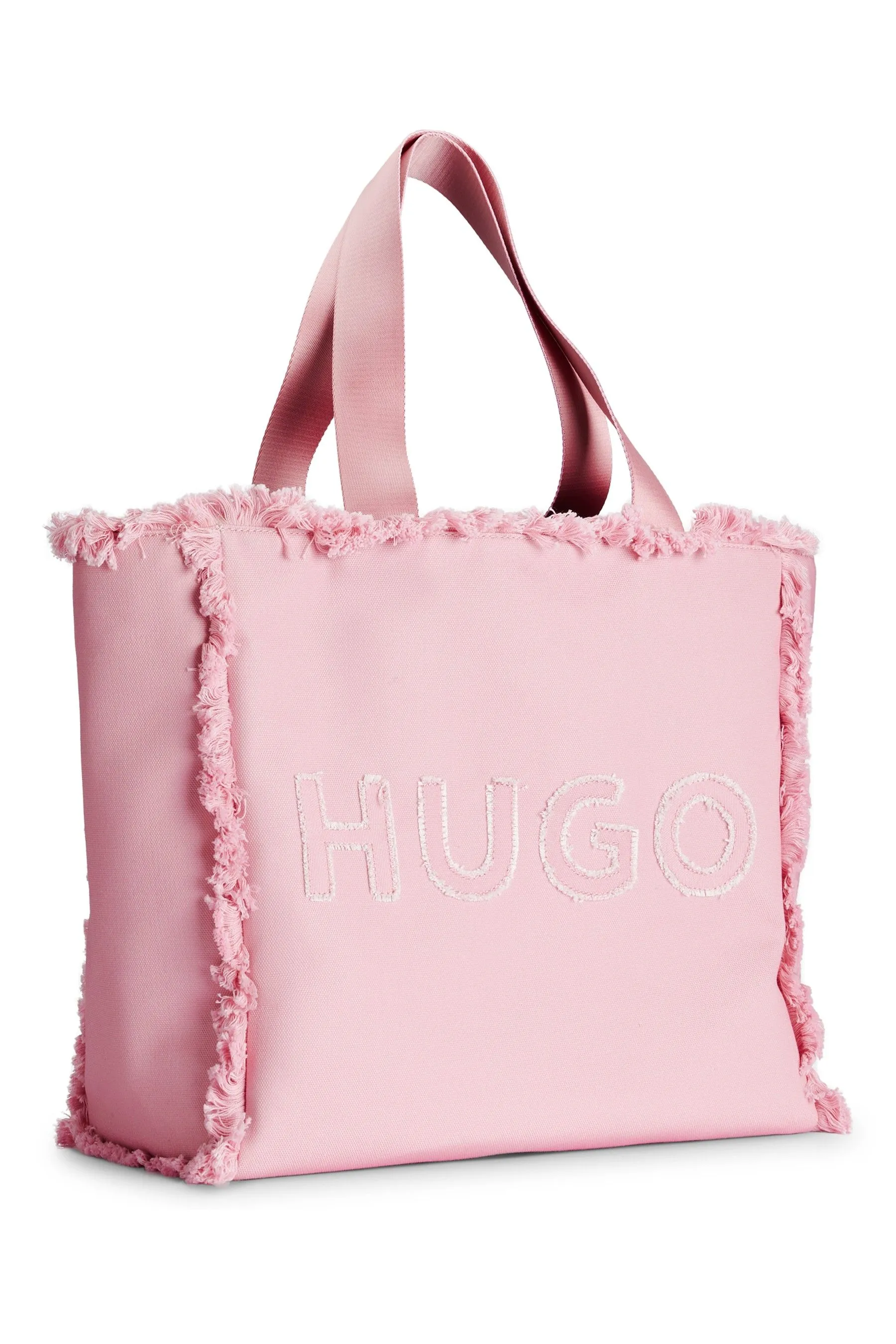 HUGO Rosa - Borsa shopping con logo e frange