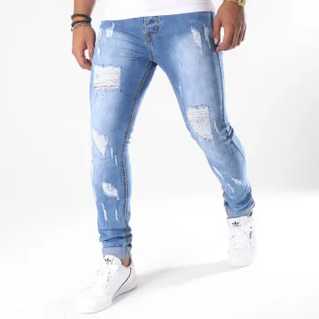 LB-054 Jeans skinny in denim Blu Medio