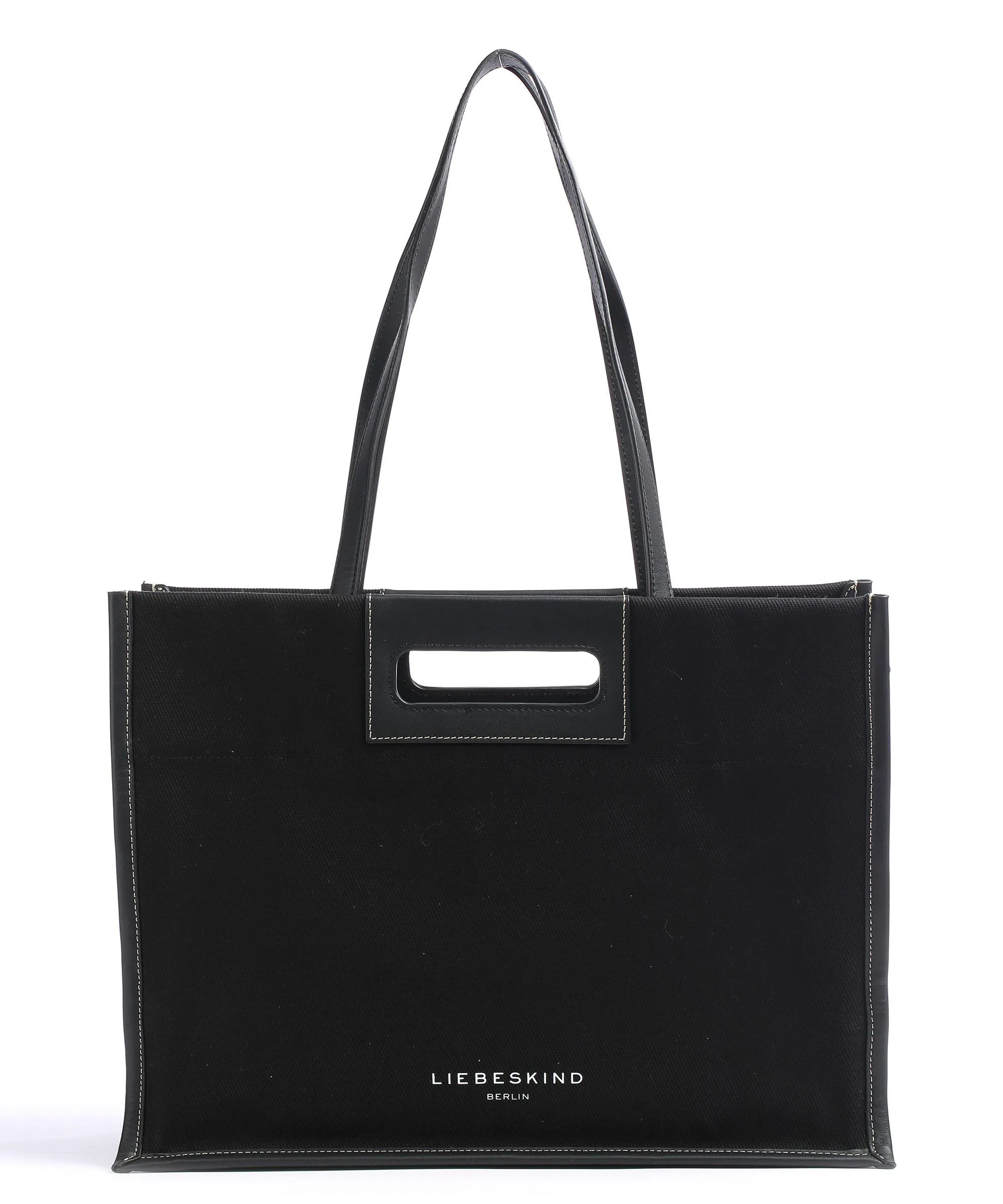  Liebeskind Olivia 6 L Borsa shopper cotone, pelle a grana fine nero  