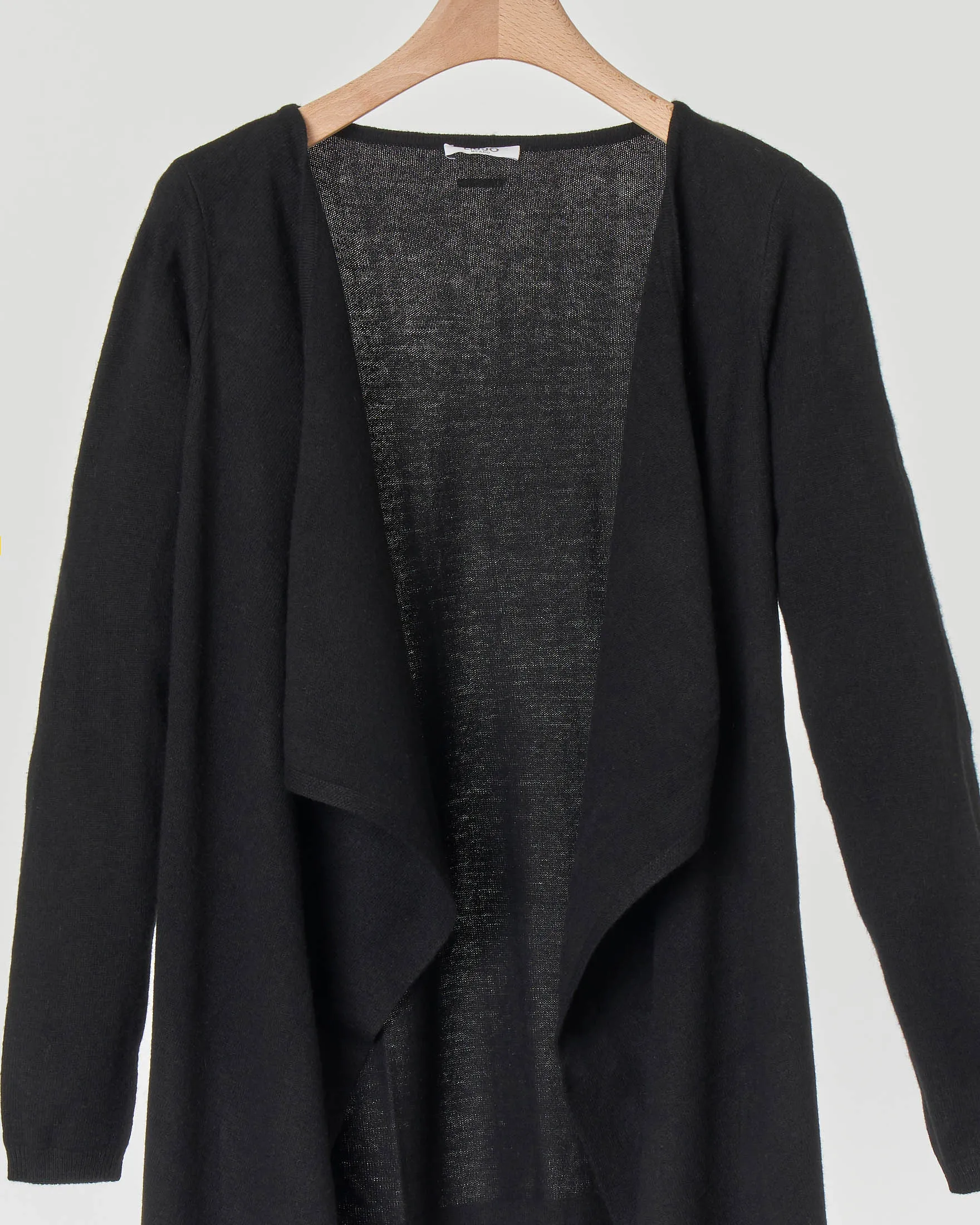 Maglia cardigan lunga nera con cintura da allacciare in vita 4-14 anni