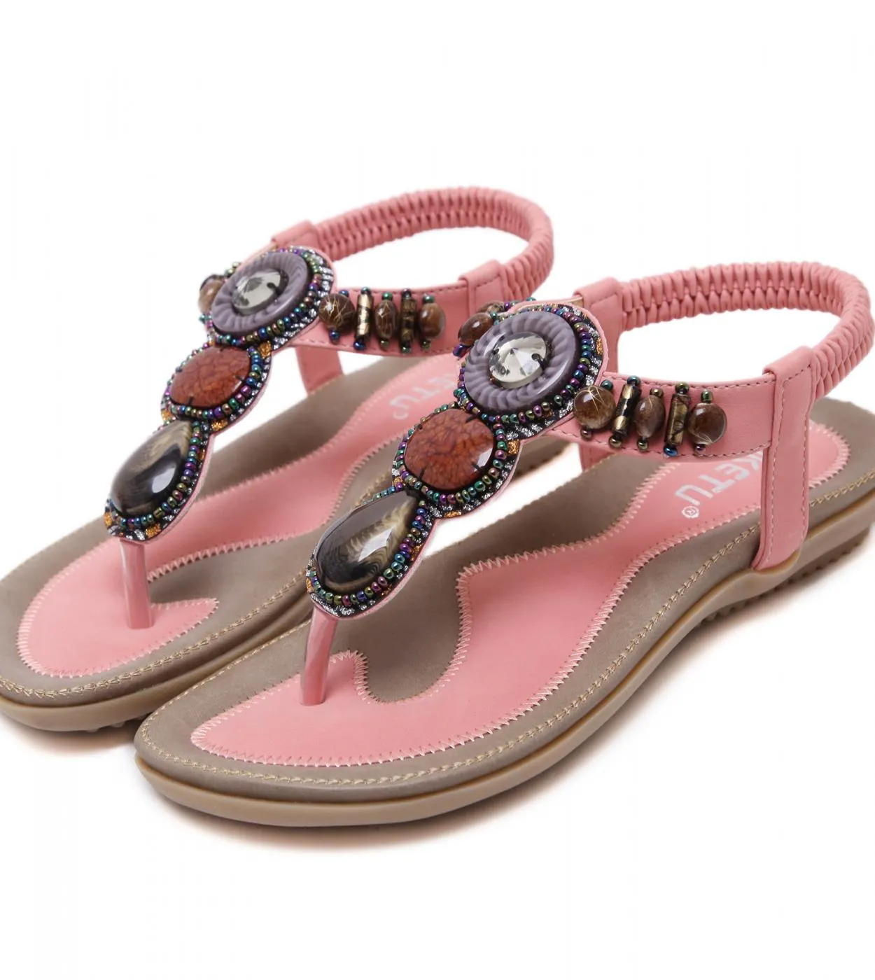 Nuovi sandali estivi per donna Bohemian Ramon Crystal Sandali da donna Tacco piatto Scarpe casual da donna Sandali gladiatore