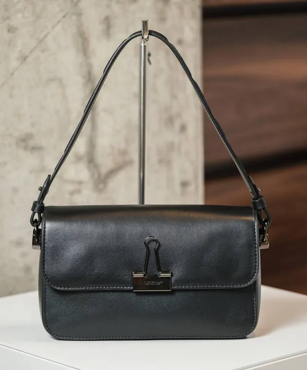 Off-White Borsa messenger Binder in pelle nera OWNN181C99LEA001