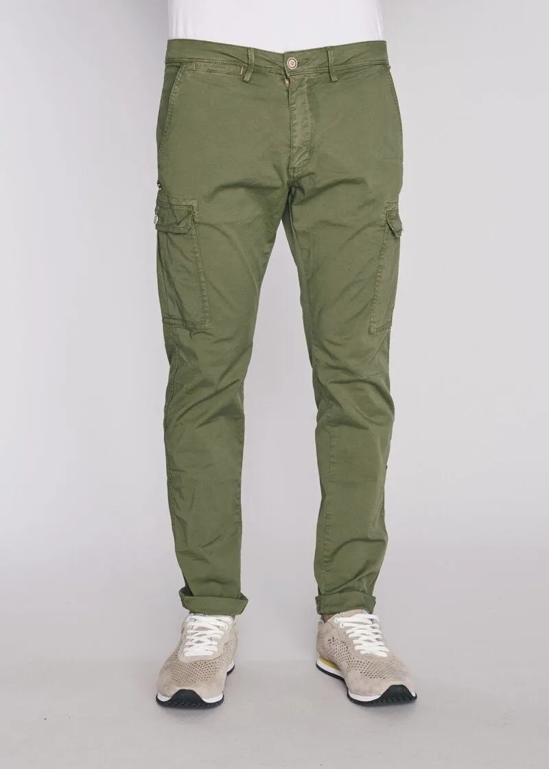 Pantaloni cargo in gabardina di cotone