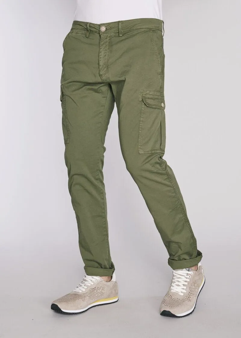 Pantaloni cargo in gabardina di cotone