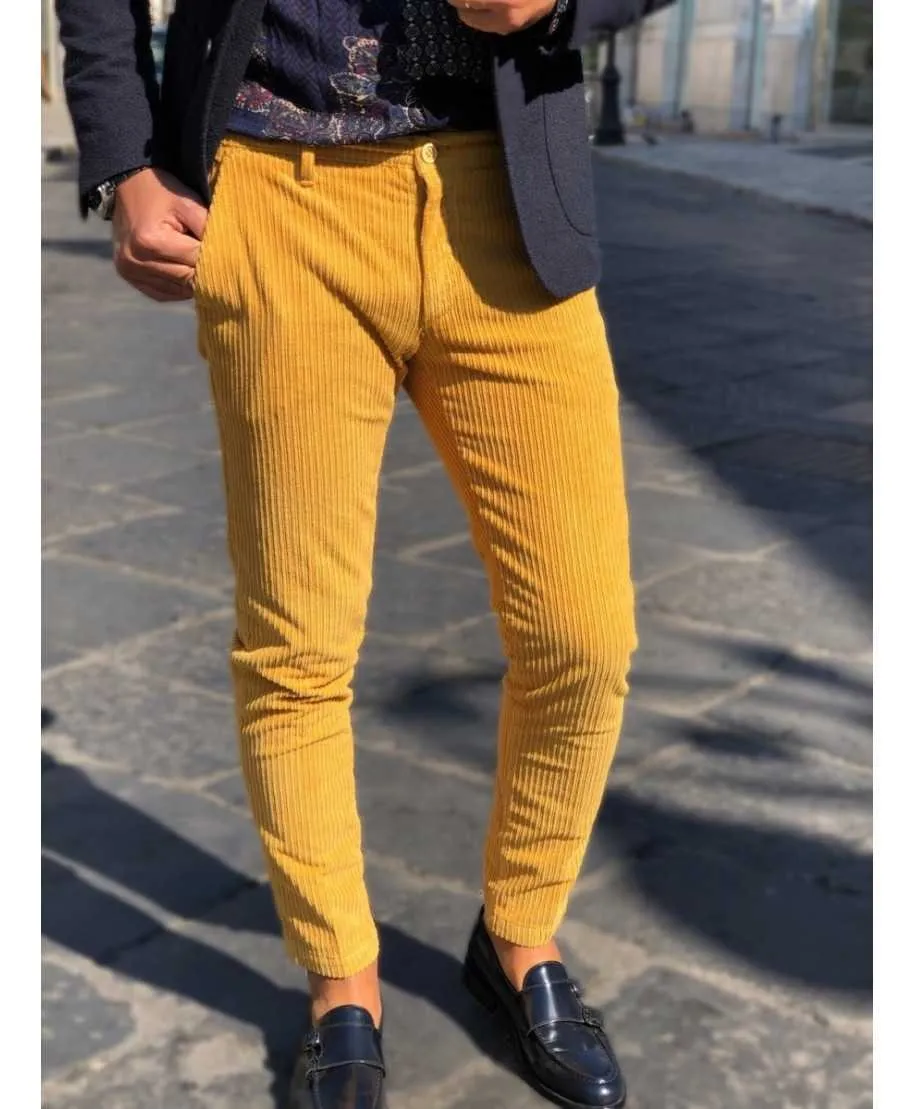 Pantaloni uomo in velluto - Senape - Paul Miranda