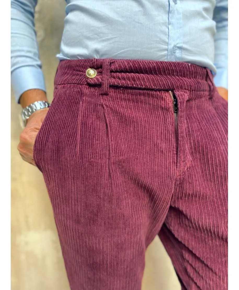Pantaloni velluto con pinces  - Made in Italy