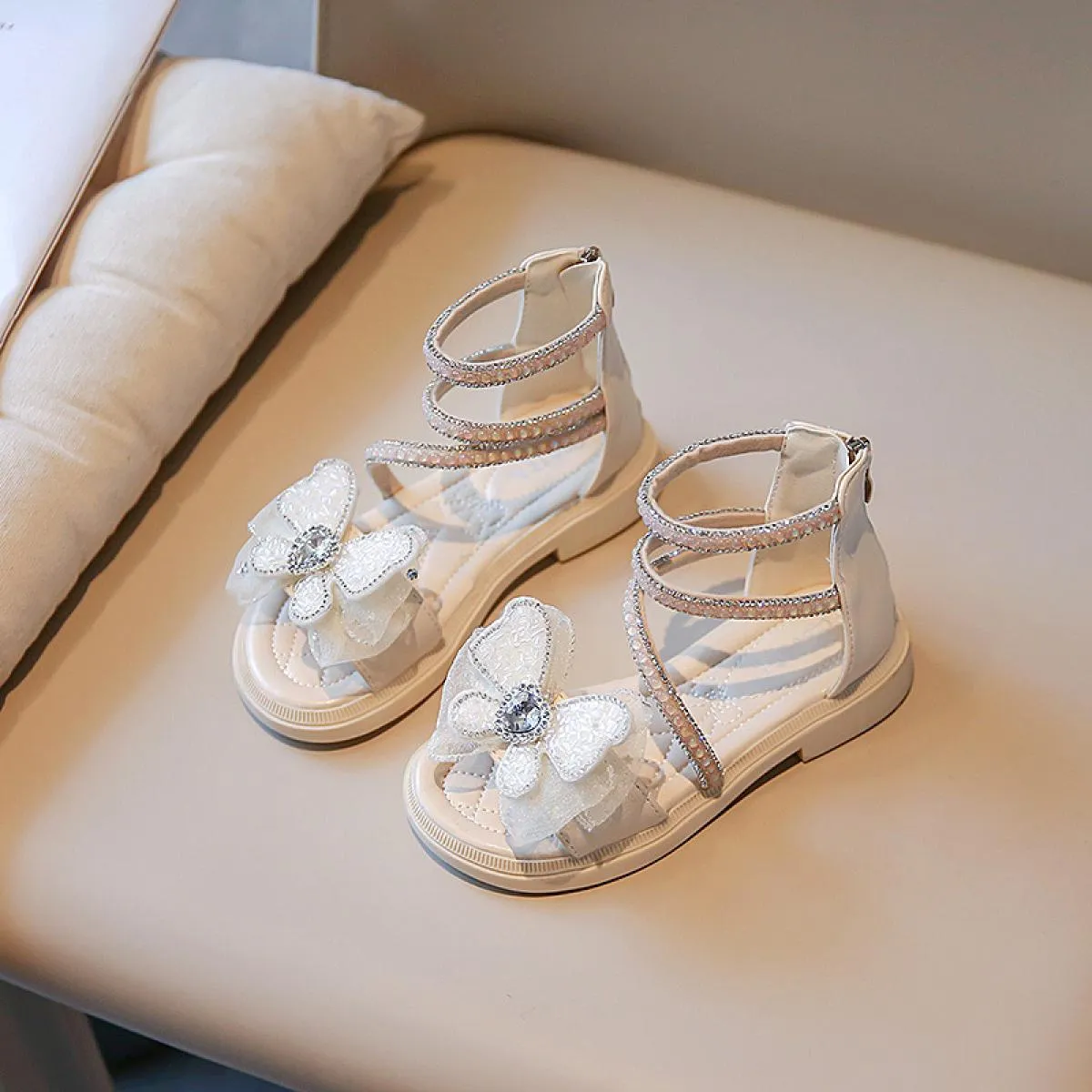 Sandali da ragazza gladiatore con strass Chunky Princess Sandali estivi per bambini Rosa Beige 23 37 Scarpe per bambini alla mod