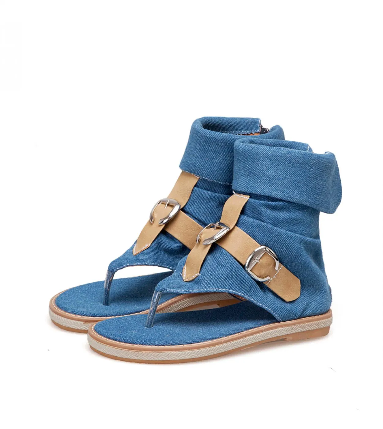 Sandali estivi da donna Sandali con tacco piatto Gladiatore Tela Scarpe estive Scarpe da donna Sandali Femininas Grandi dimensio
