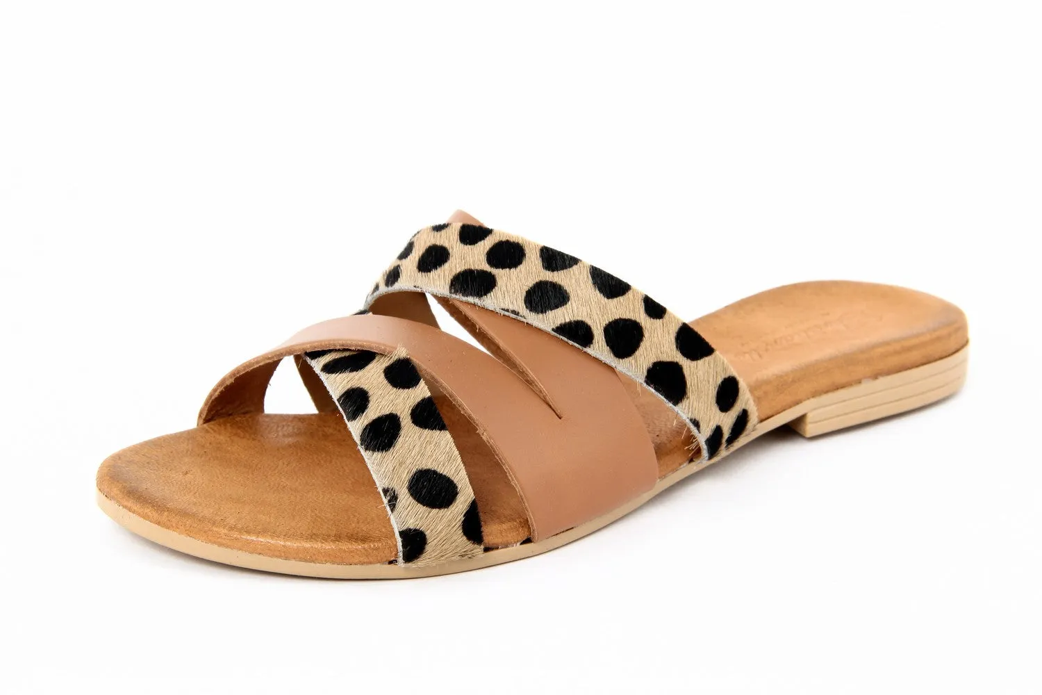 Sandali flat Donna in Pelle Cuoio