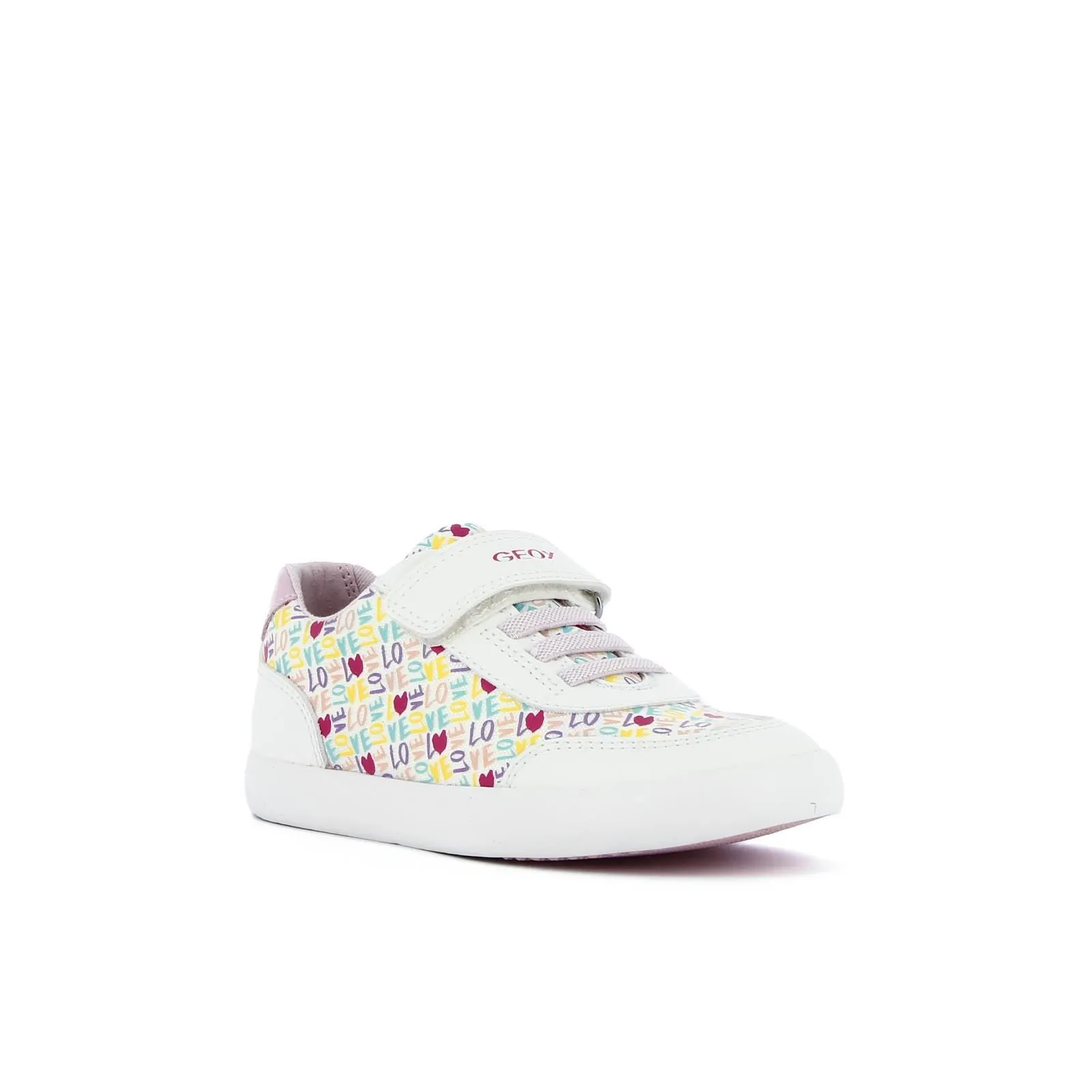 Sneakers bianche a fantasia in tessuto bimba