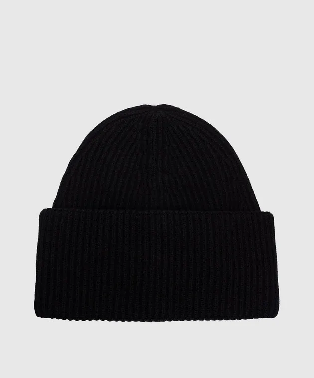 Solotre Cappello di lana nera con una cicatrice M3S0123S
