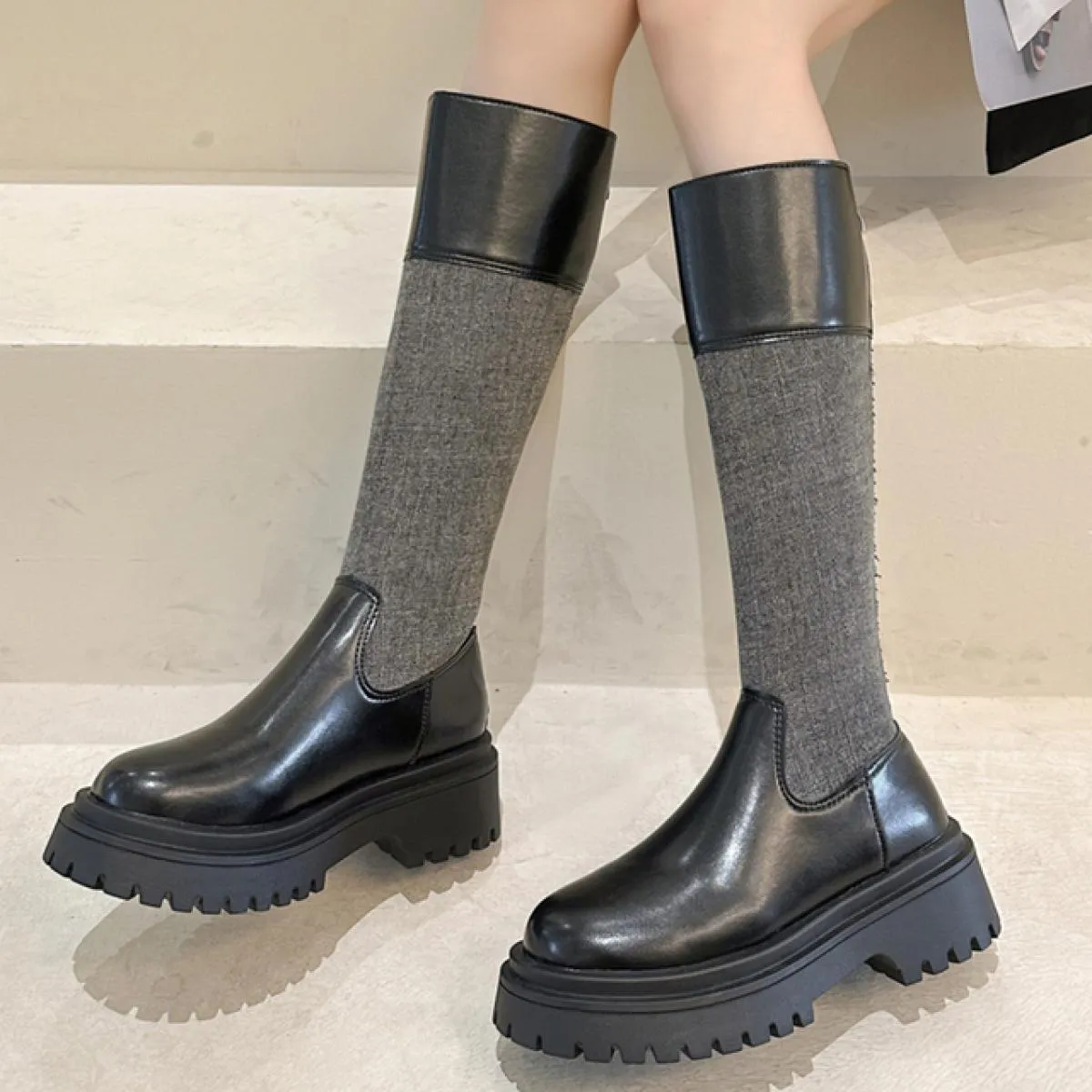 Stivali Chelsea alla moda invernali stivali Chelsea con plateau alto al ginocchio scarpe da donna 2023 nuovo designer da passegg