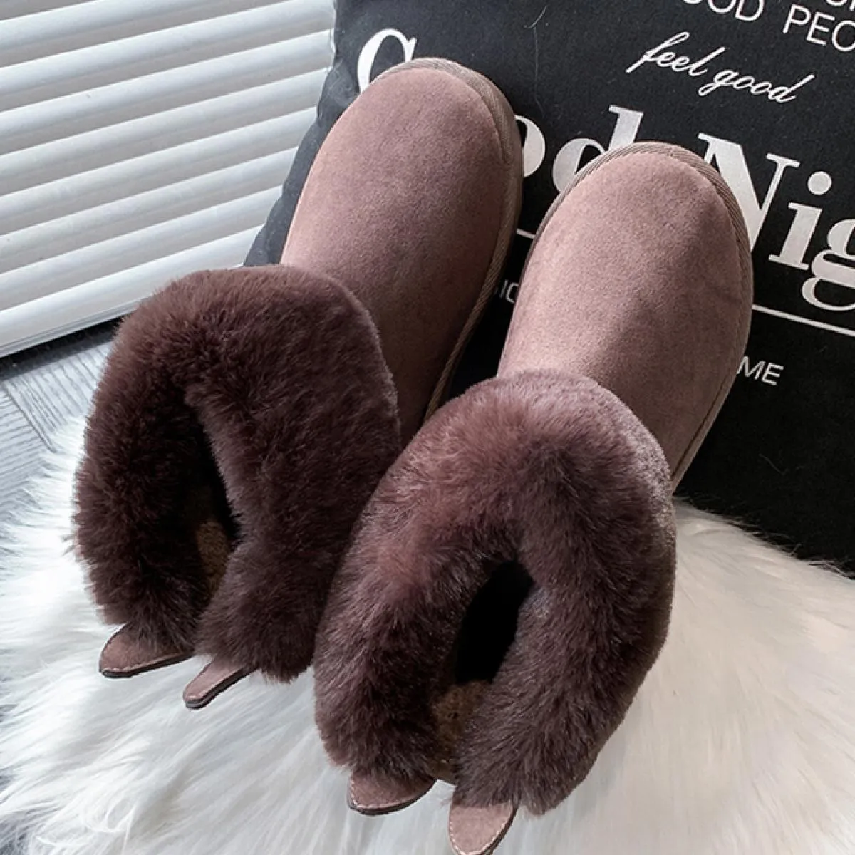 Stivali invernali da donna in pelle scamosciata stivali Chelsea scarpe con plateau in pelliccia alla caviglia moda stivali da ne