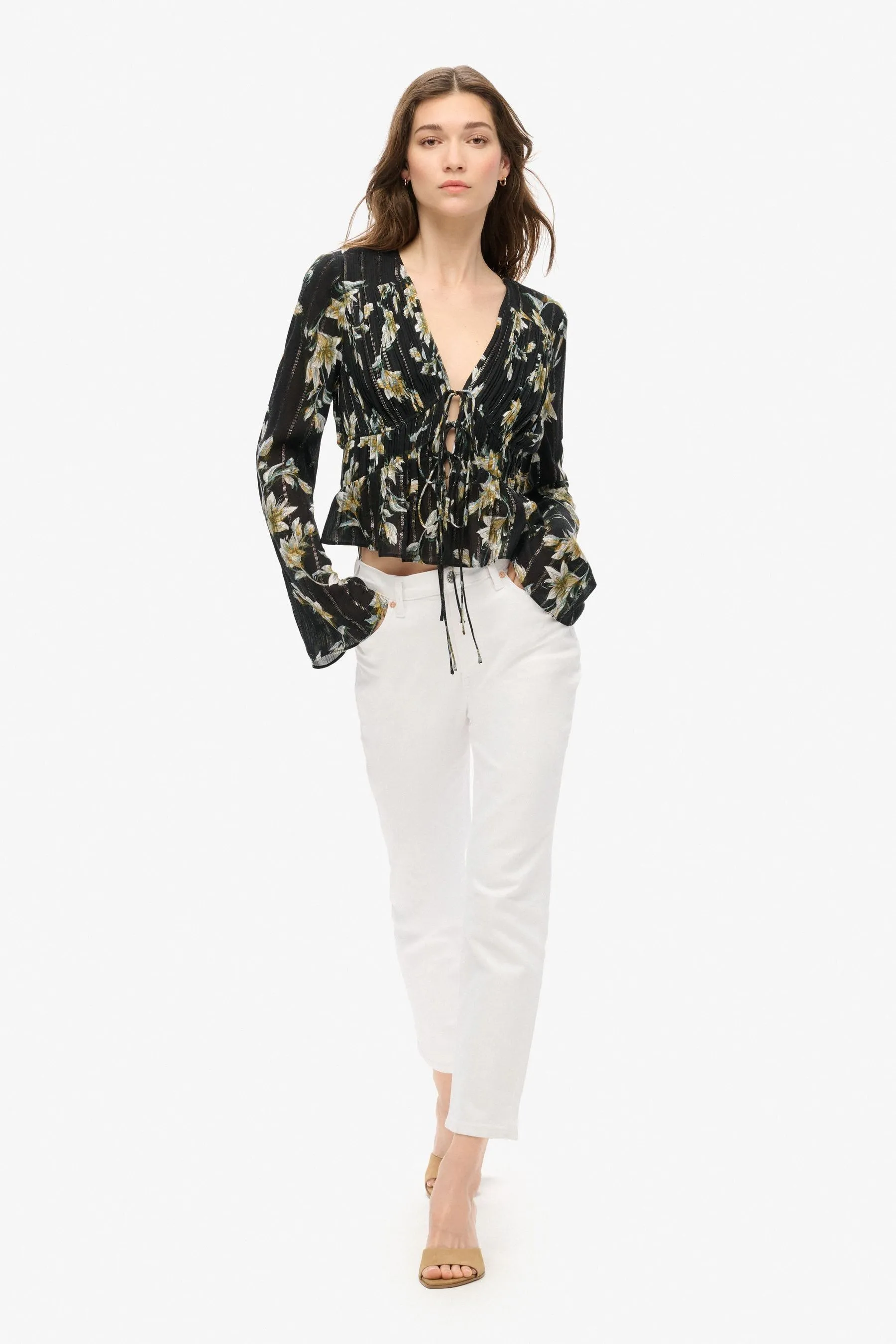 Superdry 70s Sleeve Pleated Woven Top    