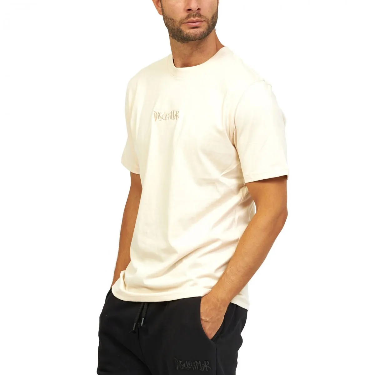 T-Shirt Con Logo Ricamato Crema