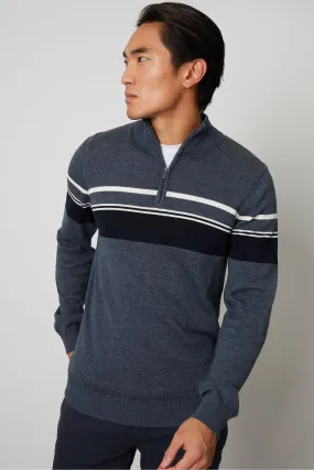 Threadbare A righe - Maglia lavorata con zip corta