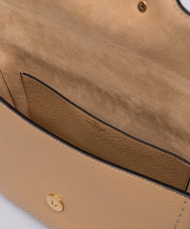 Valentino Borsa messenger Alltime in pelle beige con logo VLogo Signature metallico 5W2B0N20IMZ