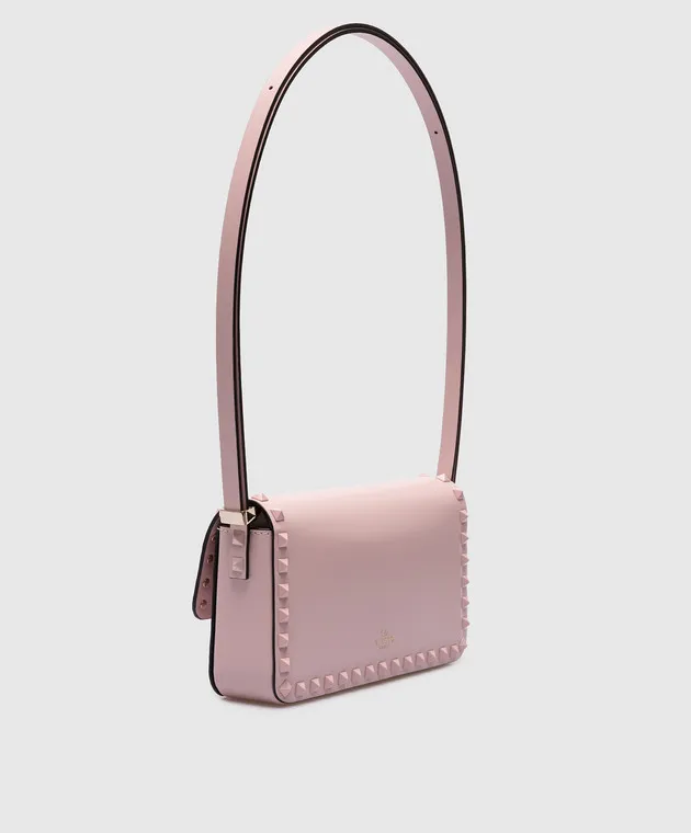 Valentino Borsa messenger Rockstud in pelle rosa 3W0B0M77AZS